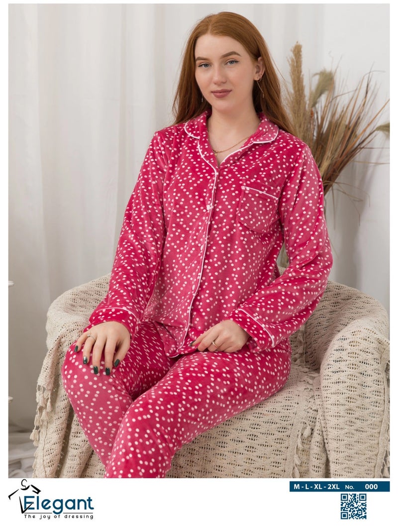Elegant Velvet Classic - dotted pattern Pink - Image 1